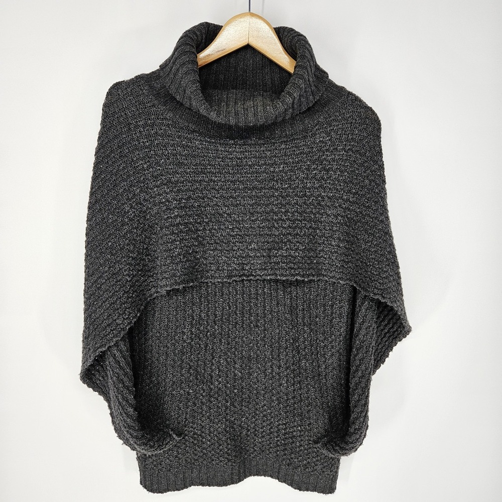 Nasty Gal Gray Knit Crossover Back Turtleneck Angora Blend Sweater Small